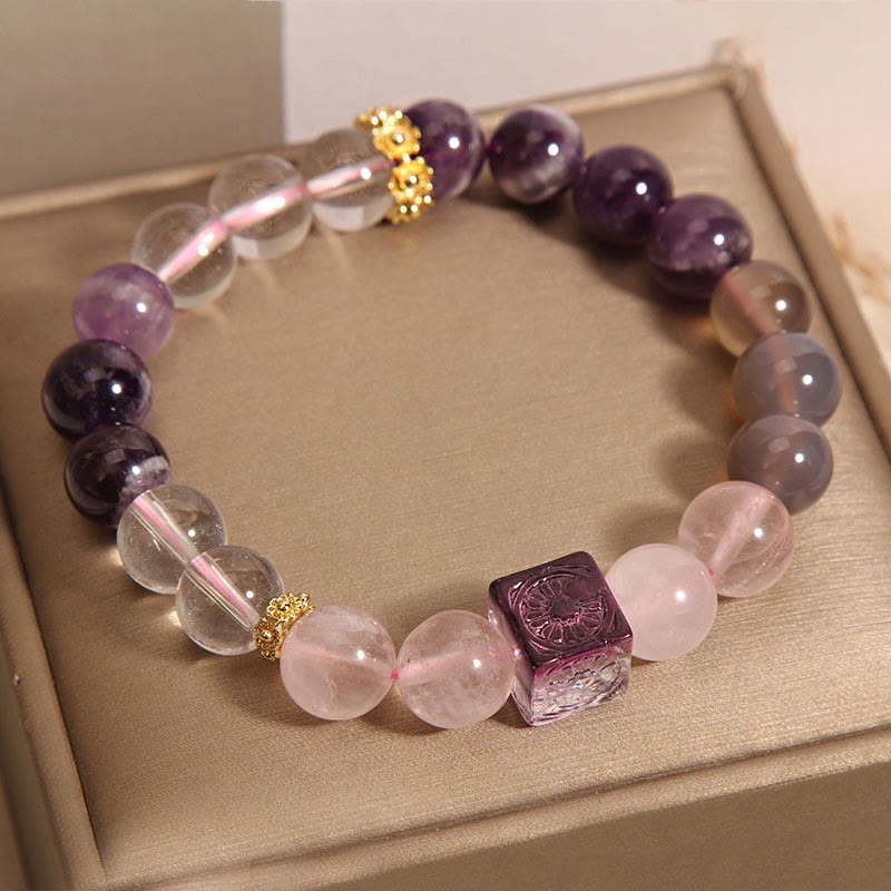 8mm Amethyst Pink Crystal Inner Peace Bracelet