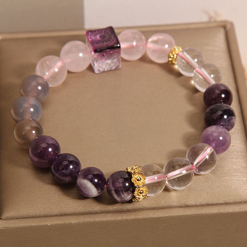 8mm Amethyst Pink Crystal Inner Peace Bracelet