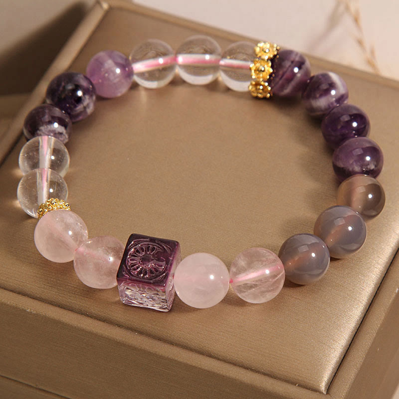 8mm Amethyst Pink Crystal Inner Peace Bracelet
