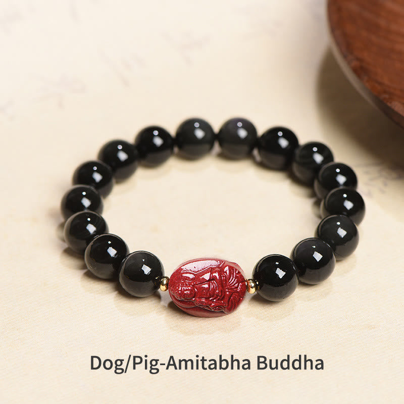 8mm Black Obsidian Chinese Zodiac Purification Bracelet