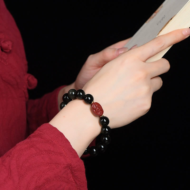 8mm Black Obsidian Chinese Zodiac Purification Bracelet