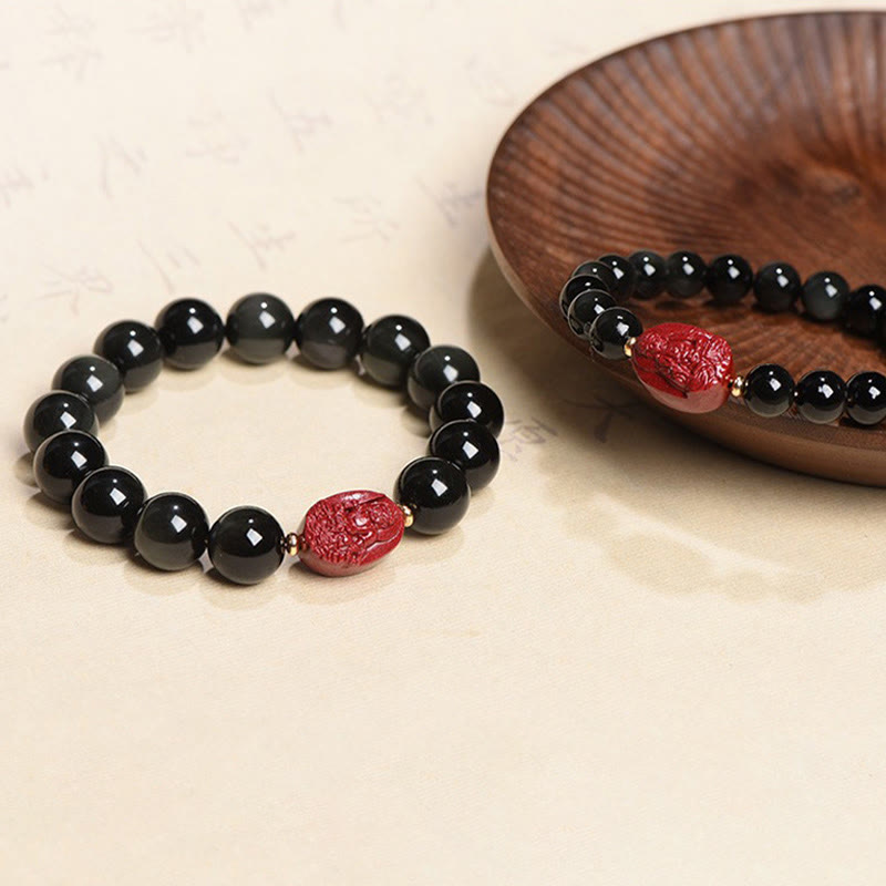 8mm Black Obsidian Chinese Zodiac Purification Bracelet