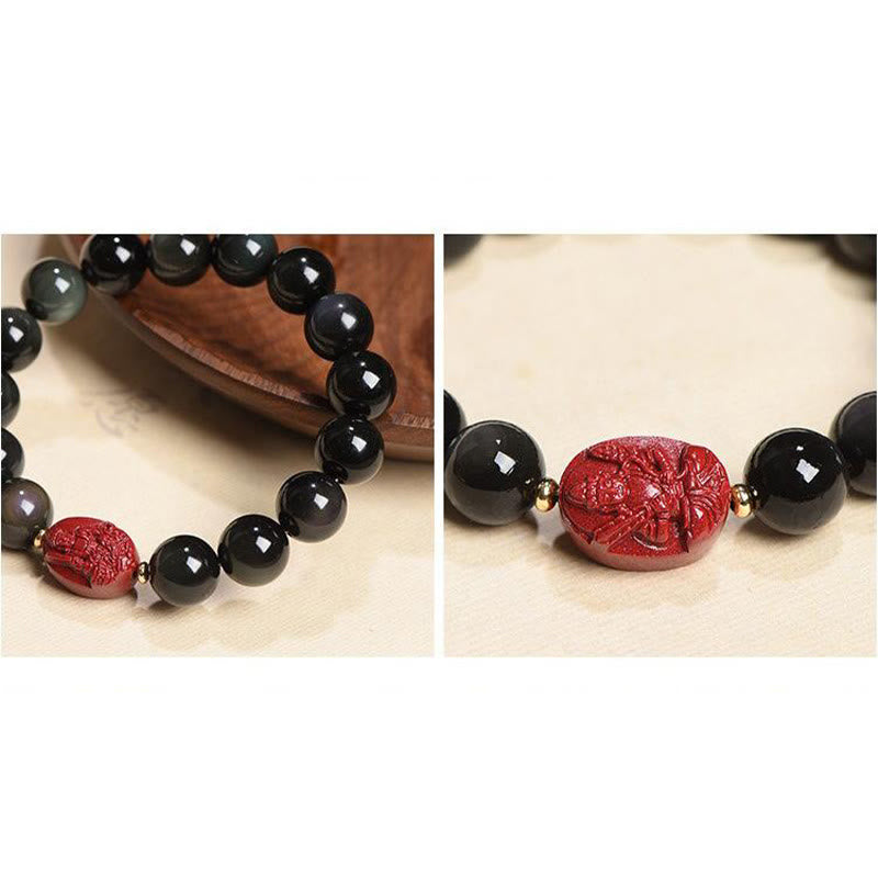 8mm Black Obsidian Chinese Zodiac Purification Bracelet