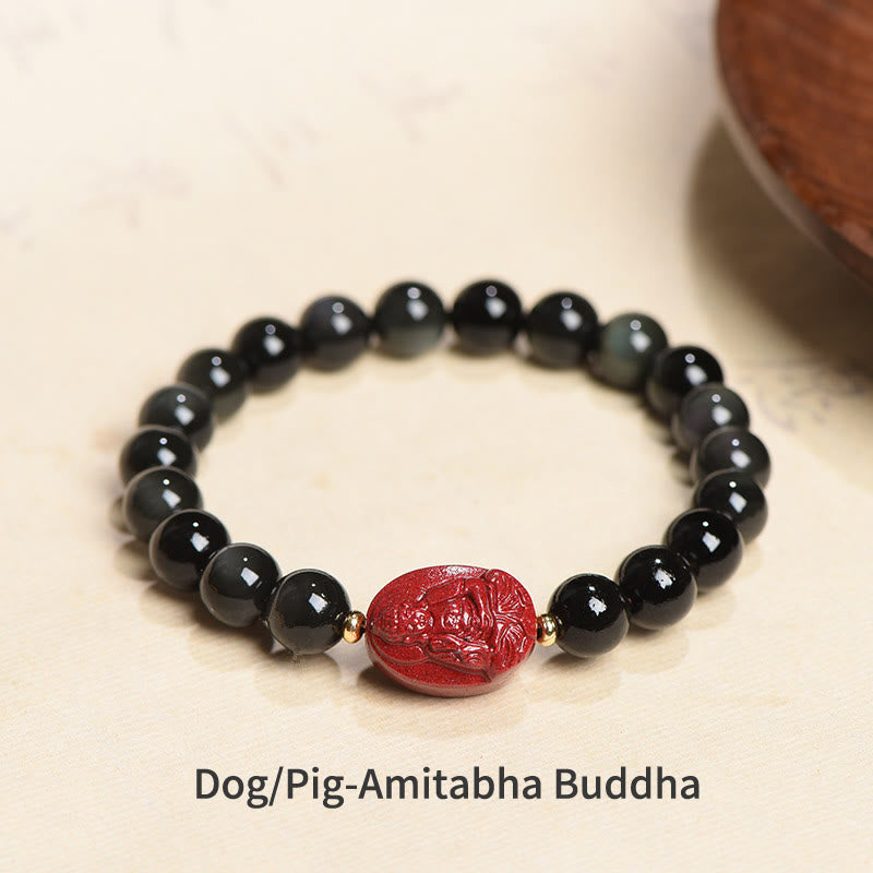 8mm Black Obsidian Chinese Zodiac Purification Bracelet