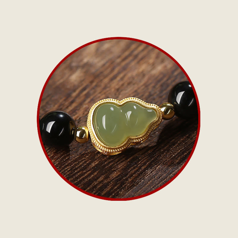 8mm Black Obsidian Hetian Jade Strength Bracelet
