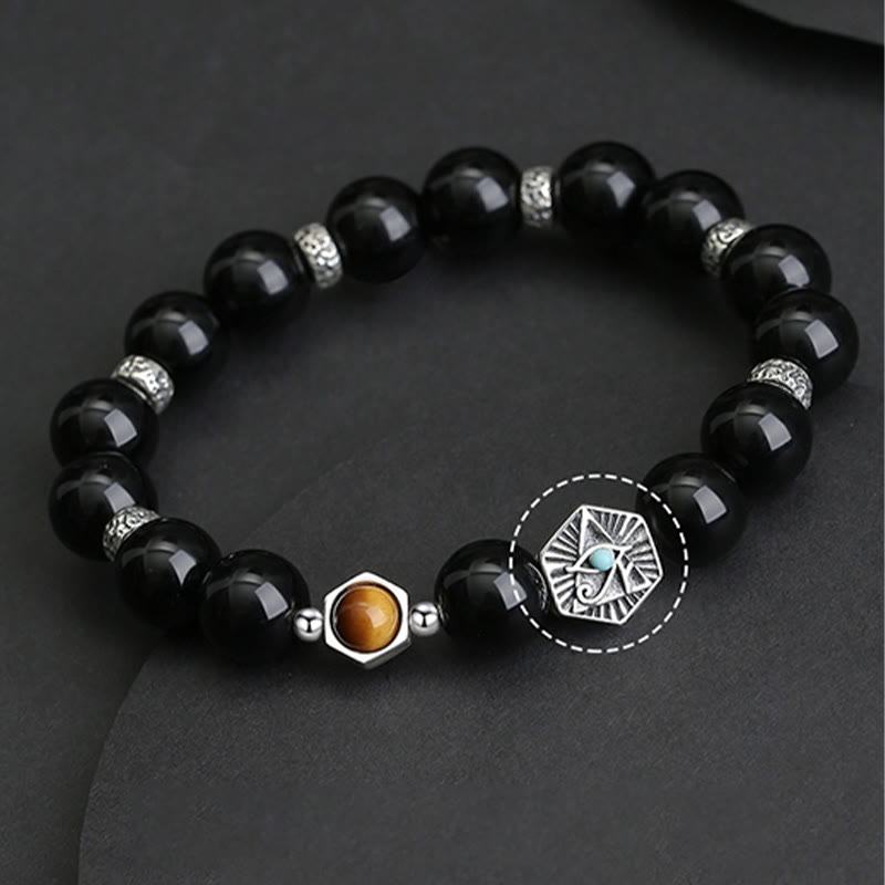 8mm Black Obsidian Tiger Eye Purification Bracelet