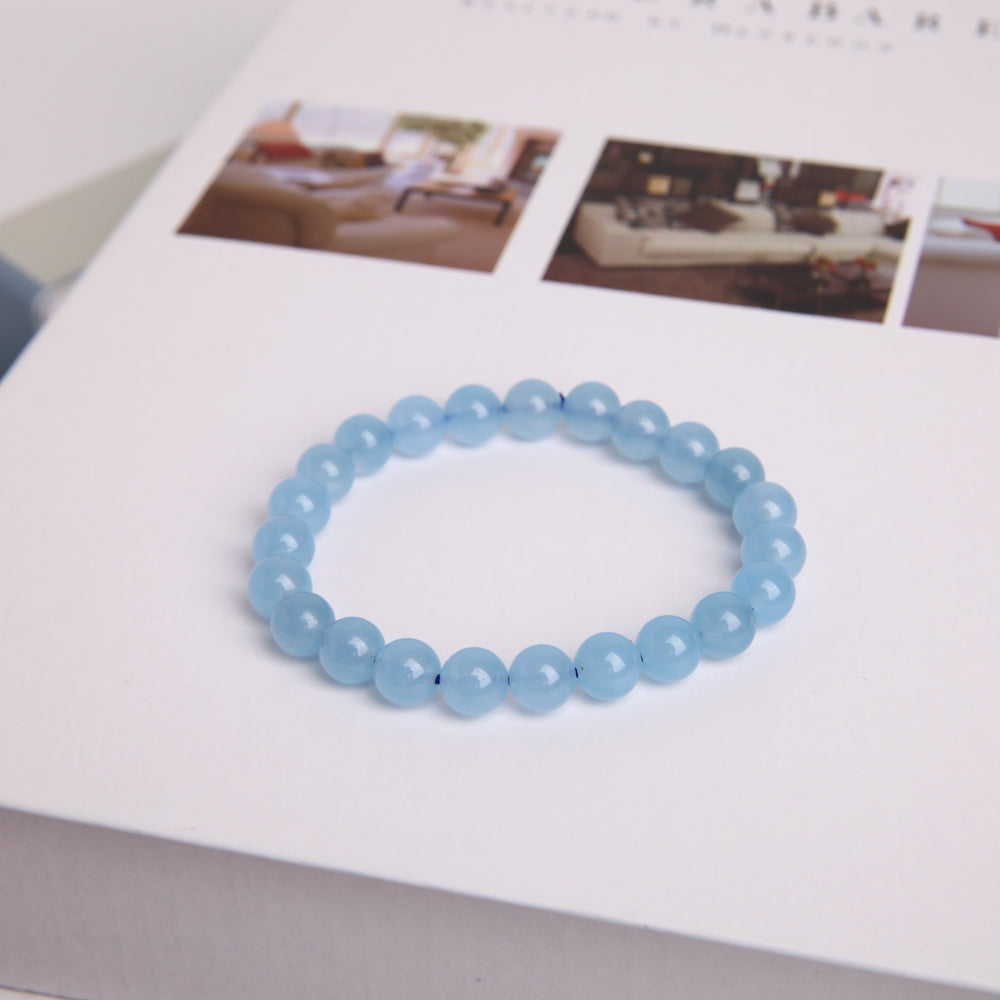 8mm Blue Chalcedony Agate Bracelet for Healing Balance