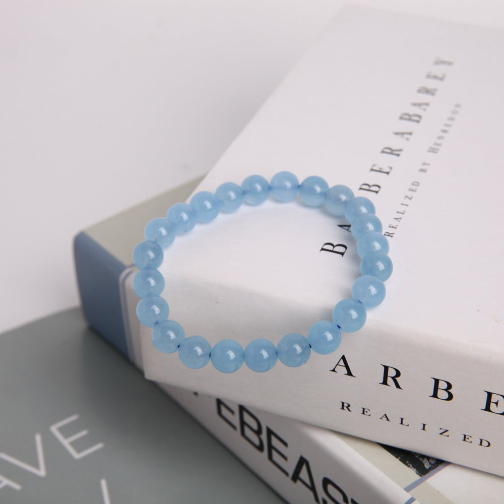 8mm Blue Chalcedony Agate Bracelet for Healing Balance