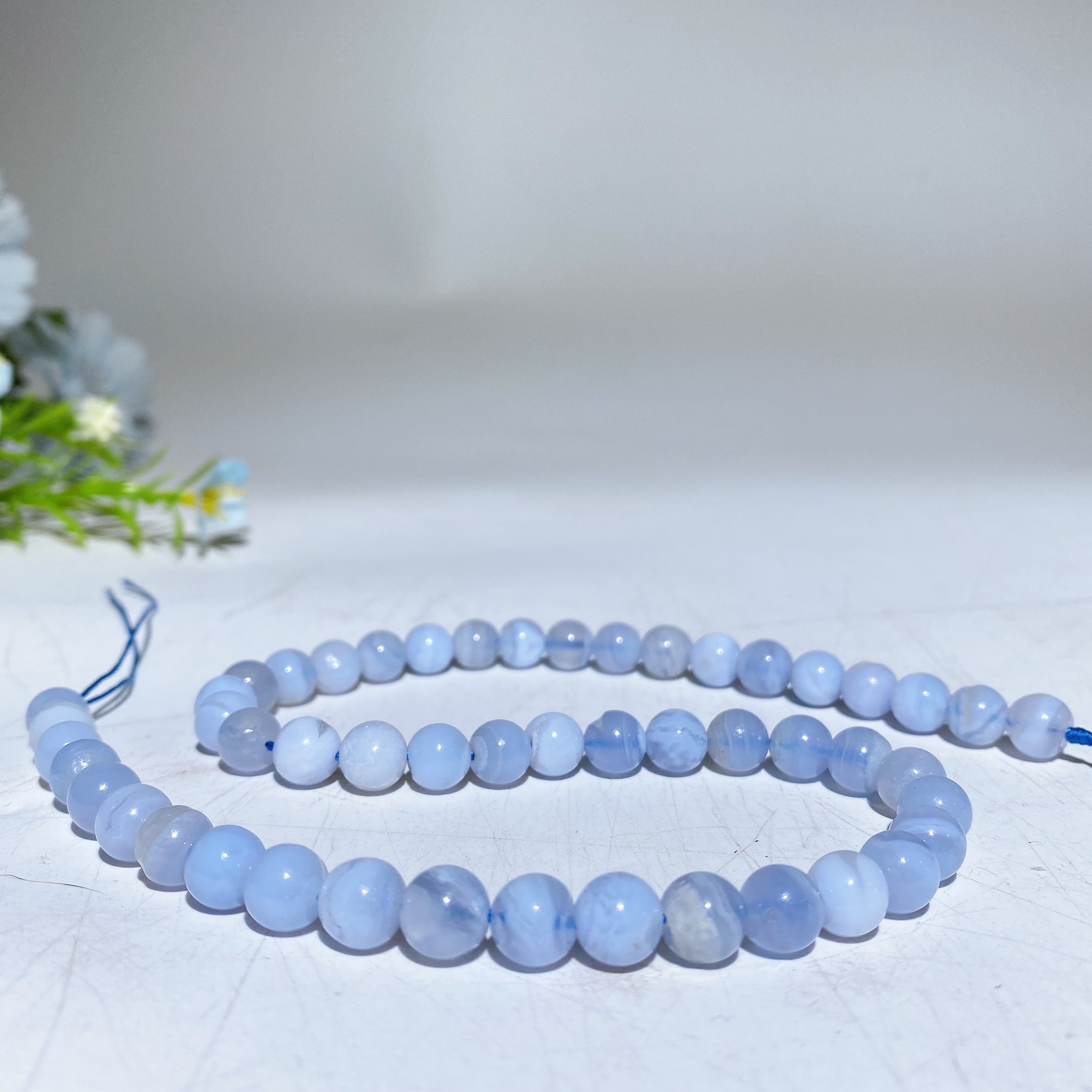 8mm Blue Lace Agate Healing Crystal Bead String