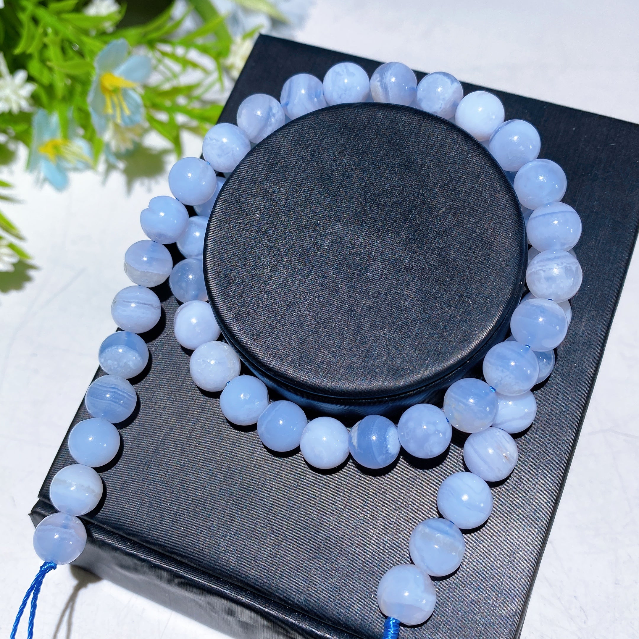 8mm Blue Lace Agate Healing Crystal Bead String