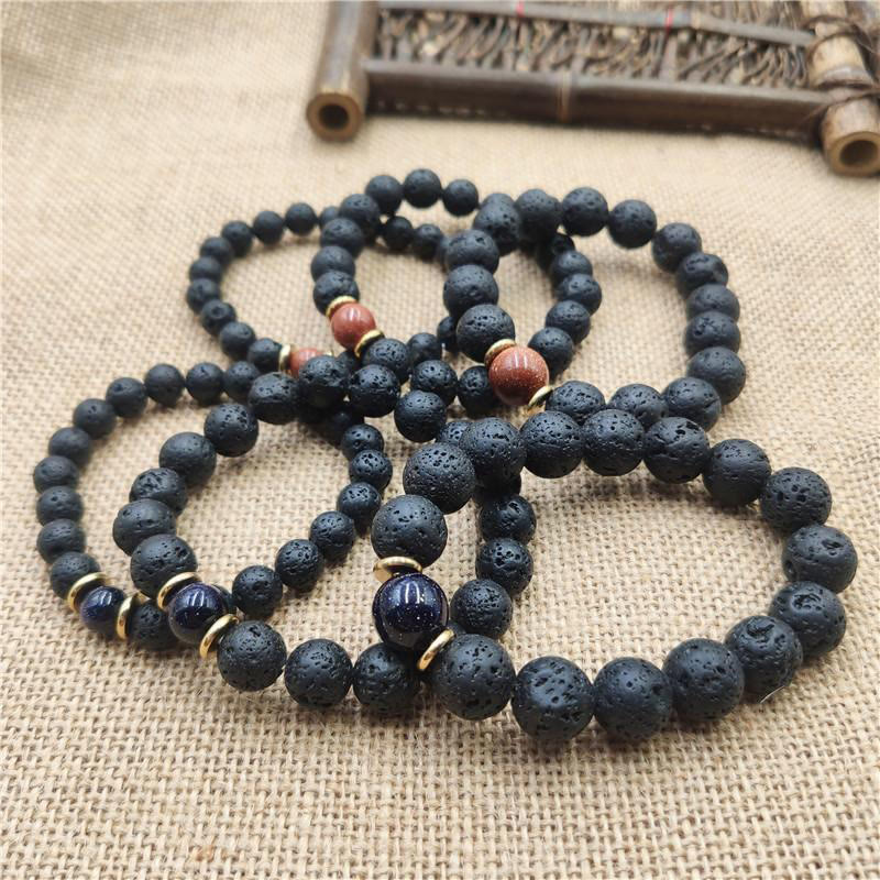 8mm Blue Sandstone Lava Rock Spiritual Bracelet