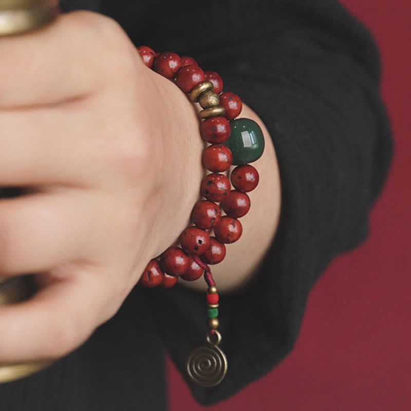 8mm Bodhi Seed Cyan Jade Copper Peace Bracelet