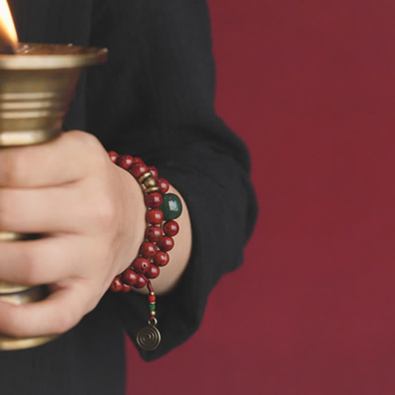 8mm Bodhi Seed Cyan Jade Copper Peace Bracelet