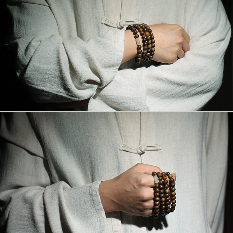 8mm Brunei Agarwood 108 Bead Mala Strength Bracelet
