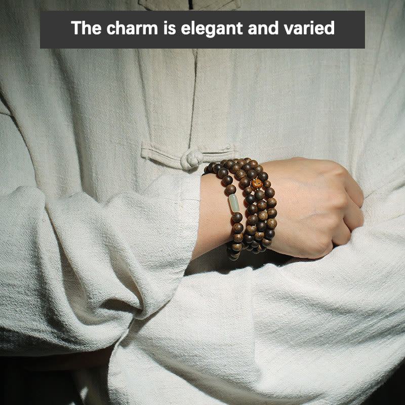 8mm Brunei Agarwood 108 Bead Mala Strength Bracelet