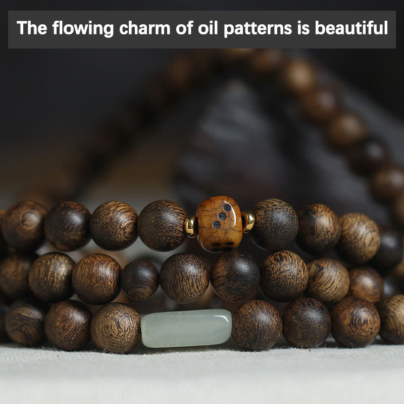 8mm Brunei Agarwood 108 Bead Mala Strength Bracelet