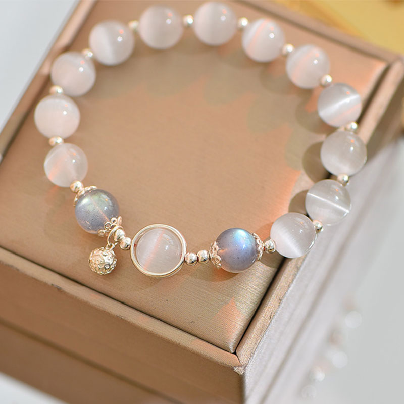 8mm Cat Eye Moonstone Love Bracelet for Support