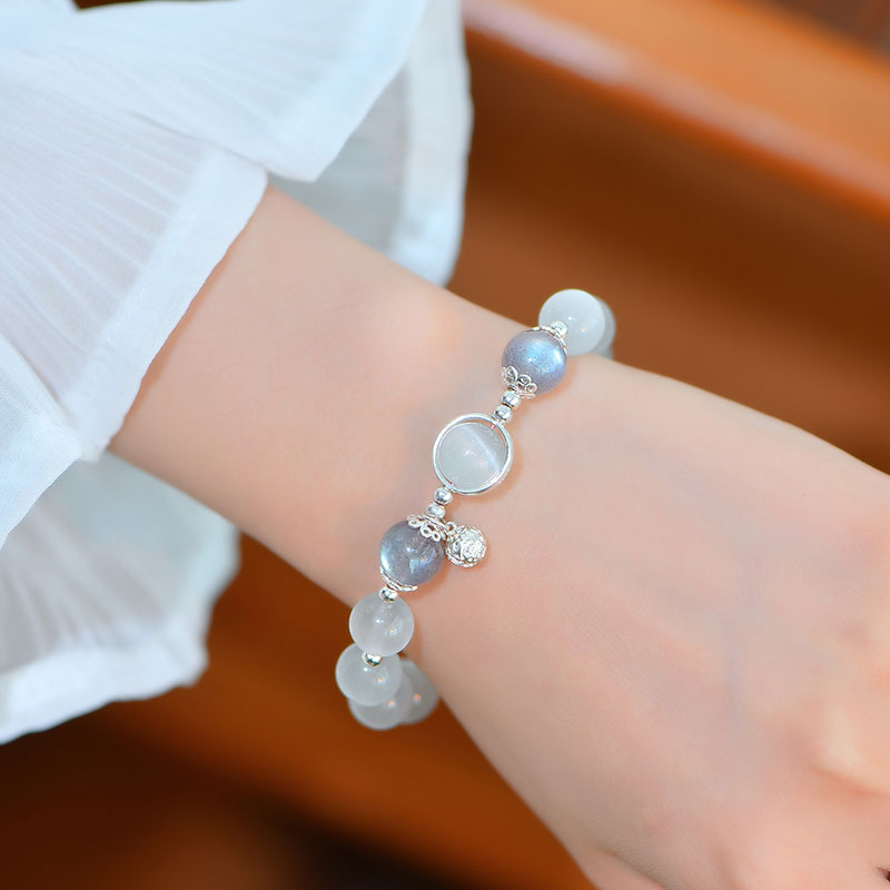 8mm Cat Eye Moonstone Love Bracelet for Support