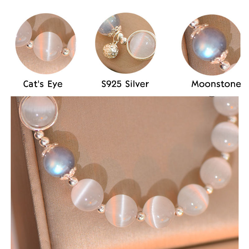 8mm Cat Eye Moonstone Love Bracelet for Support