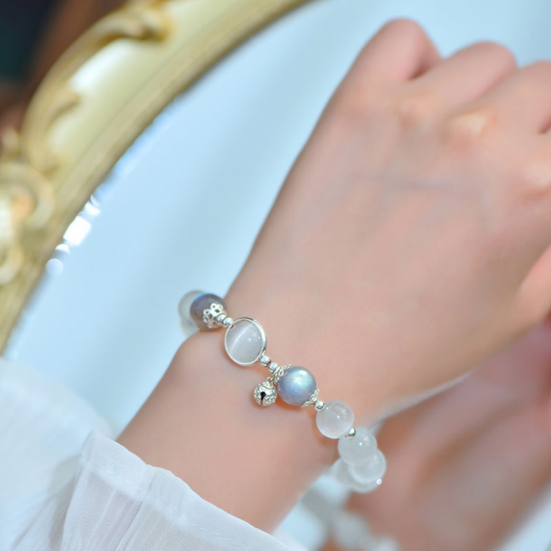 8mm Cat Eye Moonstone Love Bracelet for Support