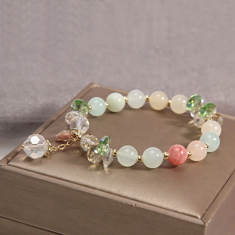 8mm Cat's Eye Pink Crystal Peace Spiritual Bracelet