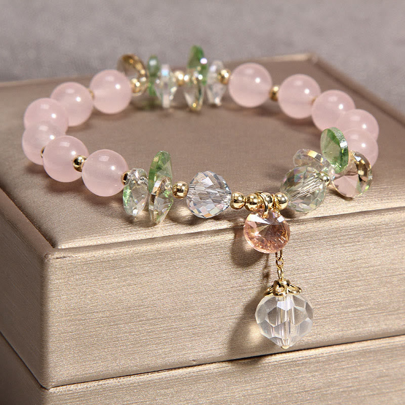 8mm Cat's Eye Pink Crystal Peace Spiritual Bracelet
