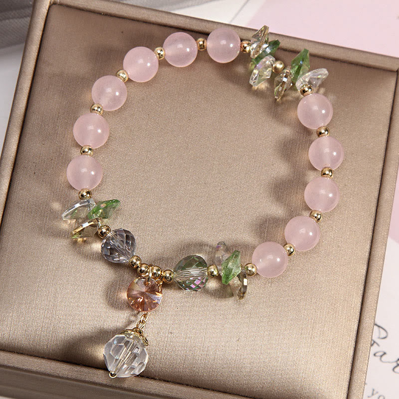 8mm Cat's Eye Pink Crystal Peace Spiritual Bracelet