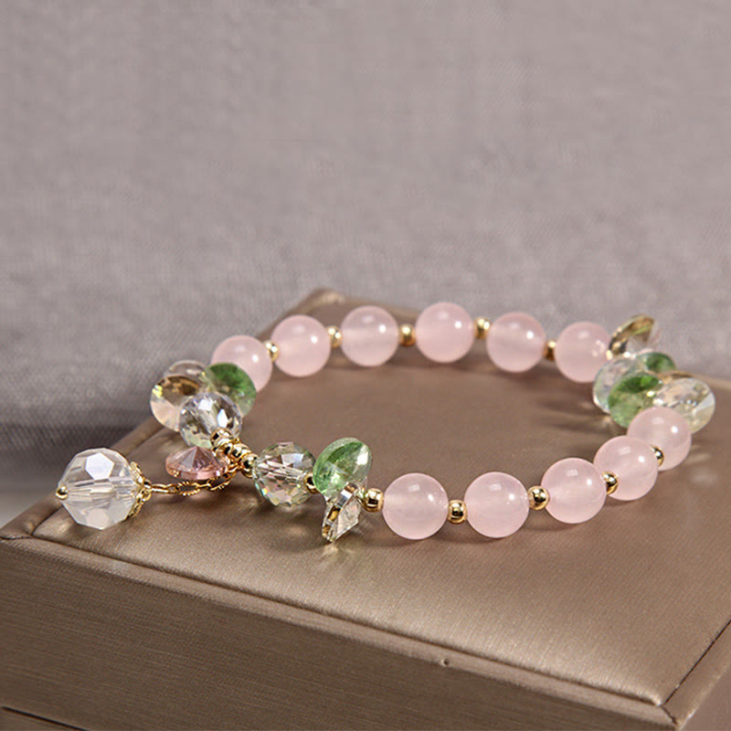 8mm Cat's Eye Pink Crystal Peace Spiritual Bracelet
