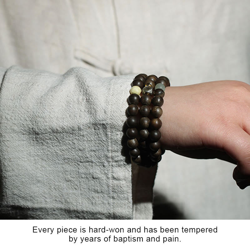 8mm Chinese Zodiac Balance Bracelet with Agarwood and Jade