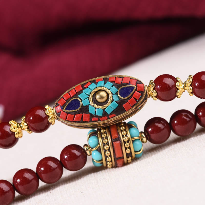 8mm Cinnabar Bodhisattva Tara Calm Bracelet Mala