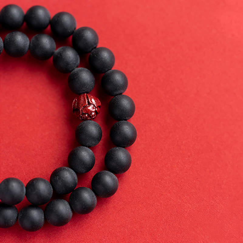 8mm Cinnabar Cypress Healing Bracelet for Calmness
