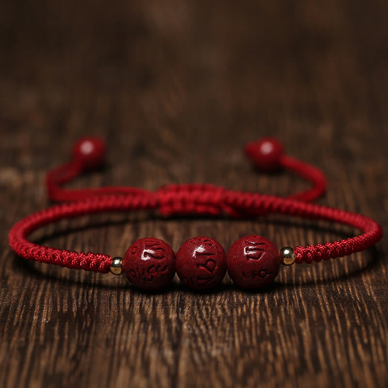 8mm Cinnabar Om Mani Padme Hum Blessing Bracelet