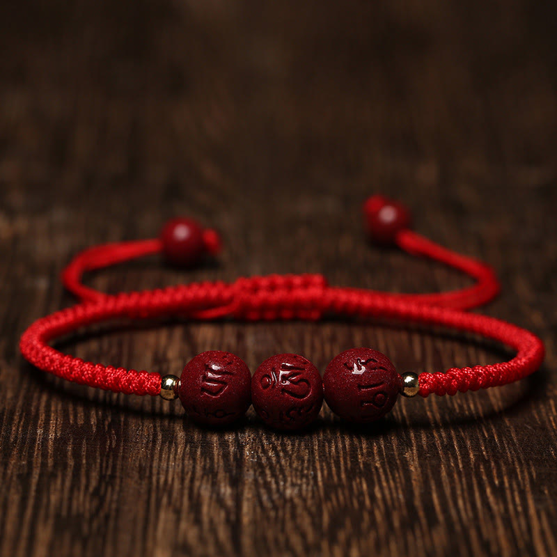 8mm Cinnabar Om Mani Padme Hum Blessing Bracelet