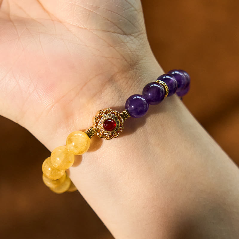 8mm Citrine Amethyst Spiritual Bracelet for Mindfulness