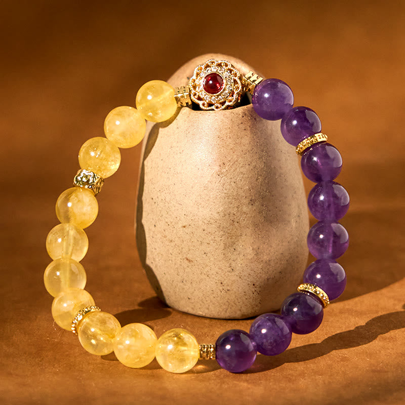 8mm Citrine Amethyst Spiritual Bracelet for Mindfulness