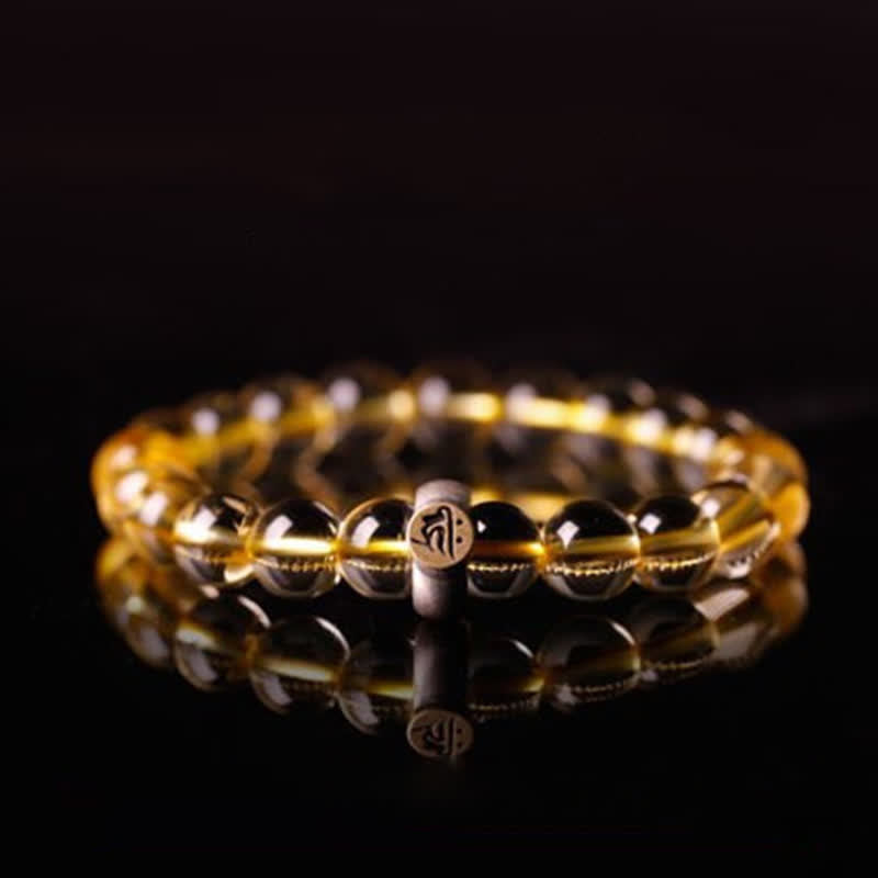 8mm Citrine Chinese Zodiac Bracelet for Spiritual Protection