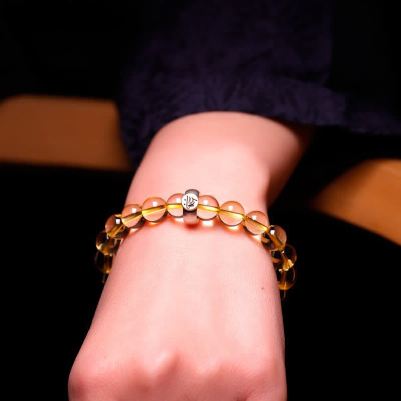 8mm Citrine Chinese Zodiac Bracelet for Spiritual Protection