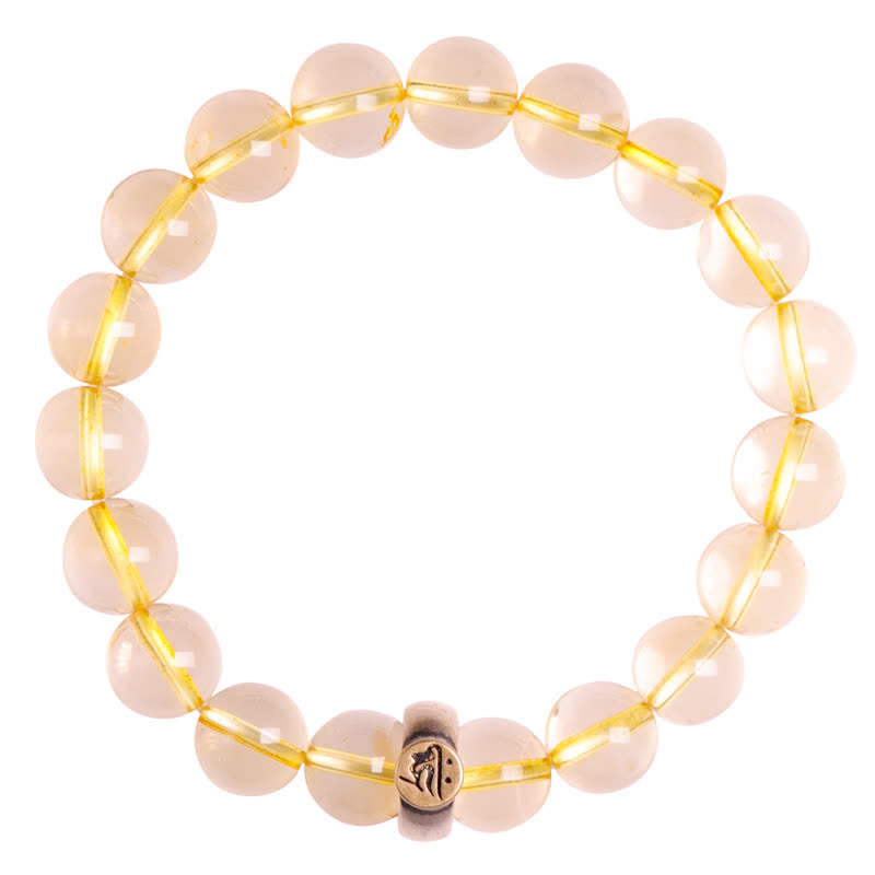 8mm Citrine Chinese Zodiac Bracelet for Spiritual Protection