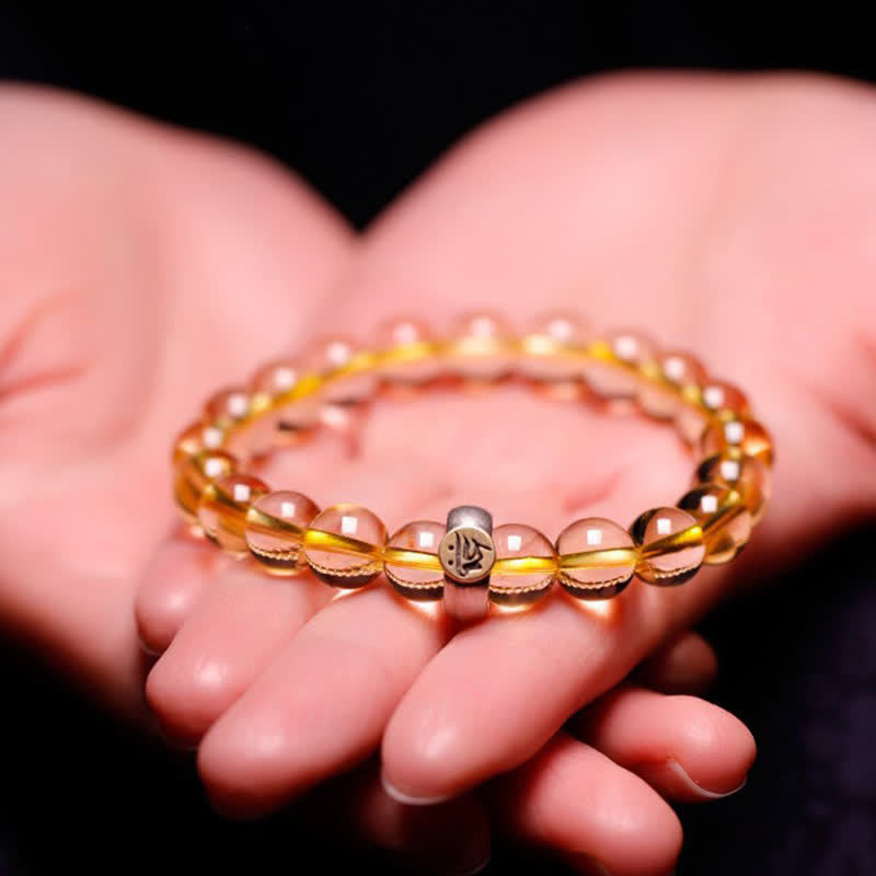 8mm Citrine Chinese Zodiac Bracelet for Spiritual Protection