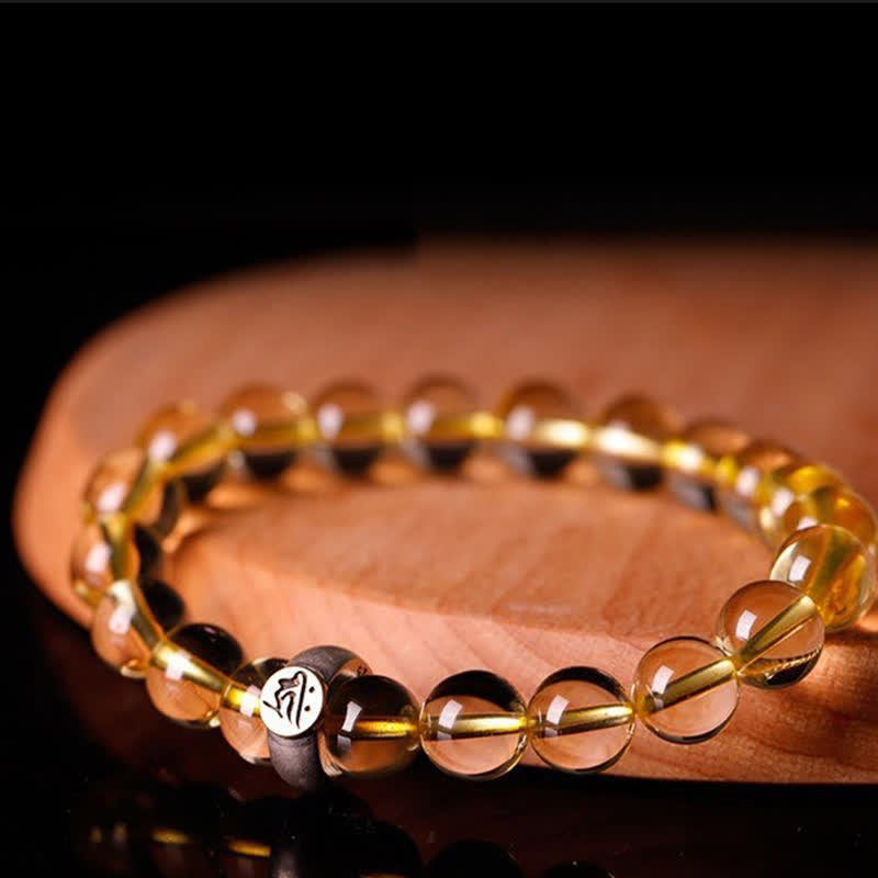 8mm Citrine Chinese Zodiac Bracelet for Spiritual Protection
