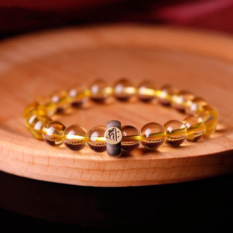 8mm Citrine Chinese Zodiac Bracelet for Spiritual Protection