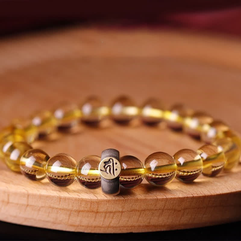 8mm Citrine Chinese Zodiac Bracelet for Spiritual Protection