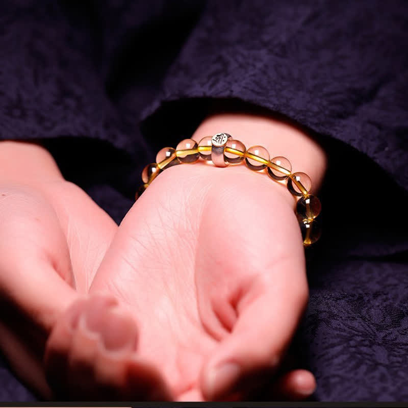 8mm Citrine Chinese Zodiac Bracelet for Spiritual Protection