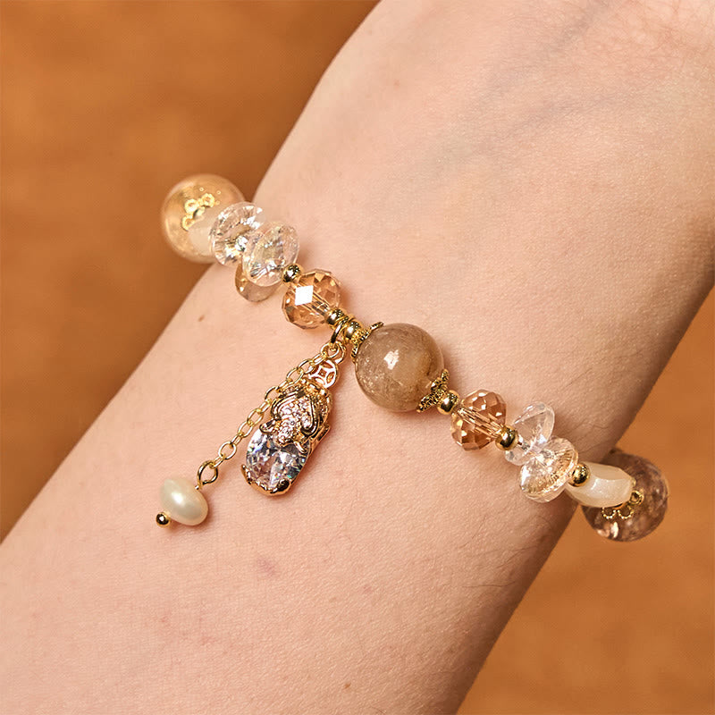 8mm Citrine Green Strawberry Quartz Pixiu Bracelet for Prosperity