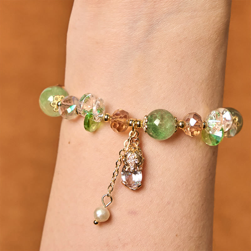 8mm Citrine Green Strawberry Quartz Pixiu Bracelet for Prosperity