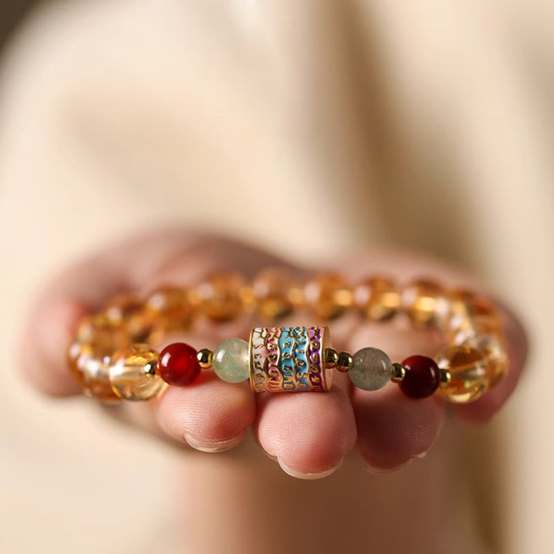 8mm Citrine Prayer Wheel Bracelet for Creativity