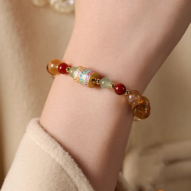 8mm Citrine Prayer Wheel Bracelet for Creativity