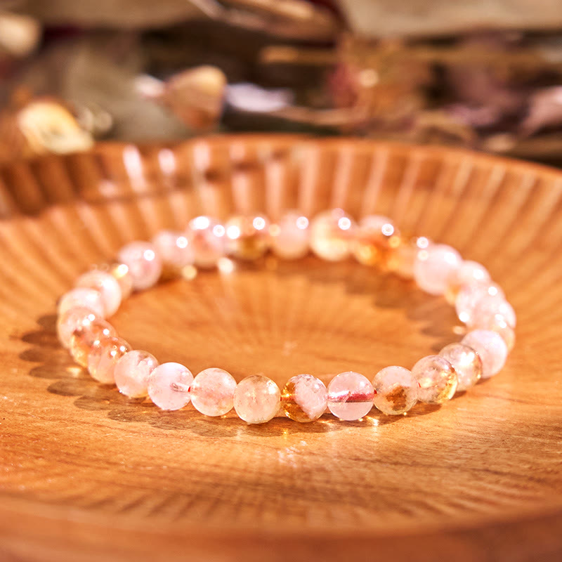 8mm Citrine Snowflake Prosperity Bracelet for Women