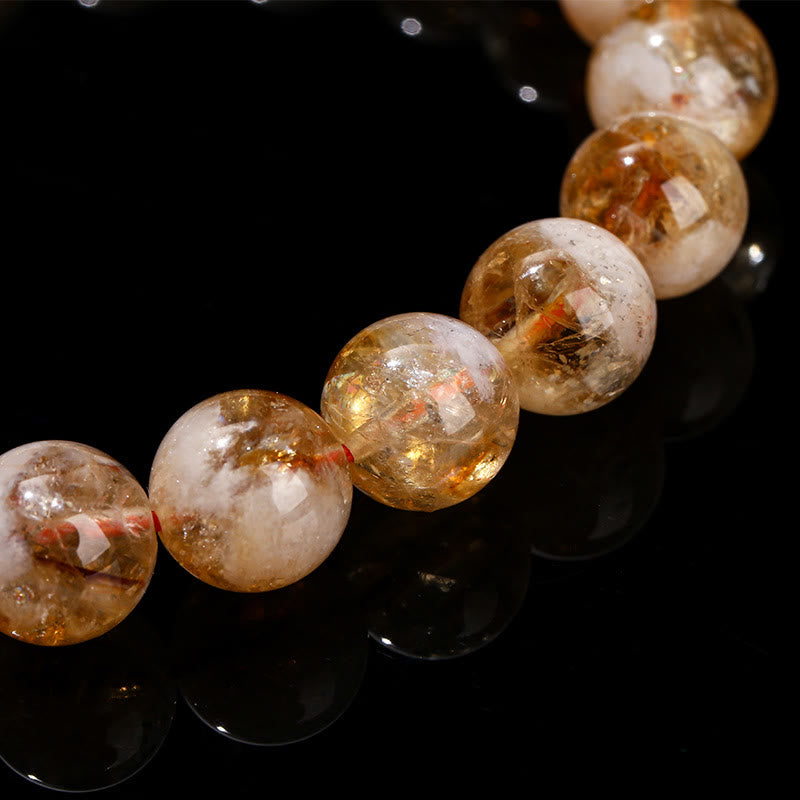8mm Citrine Snowflake Prosperity Bracelet for Women