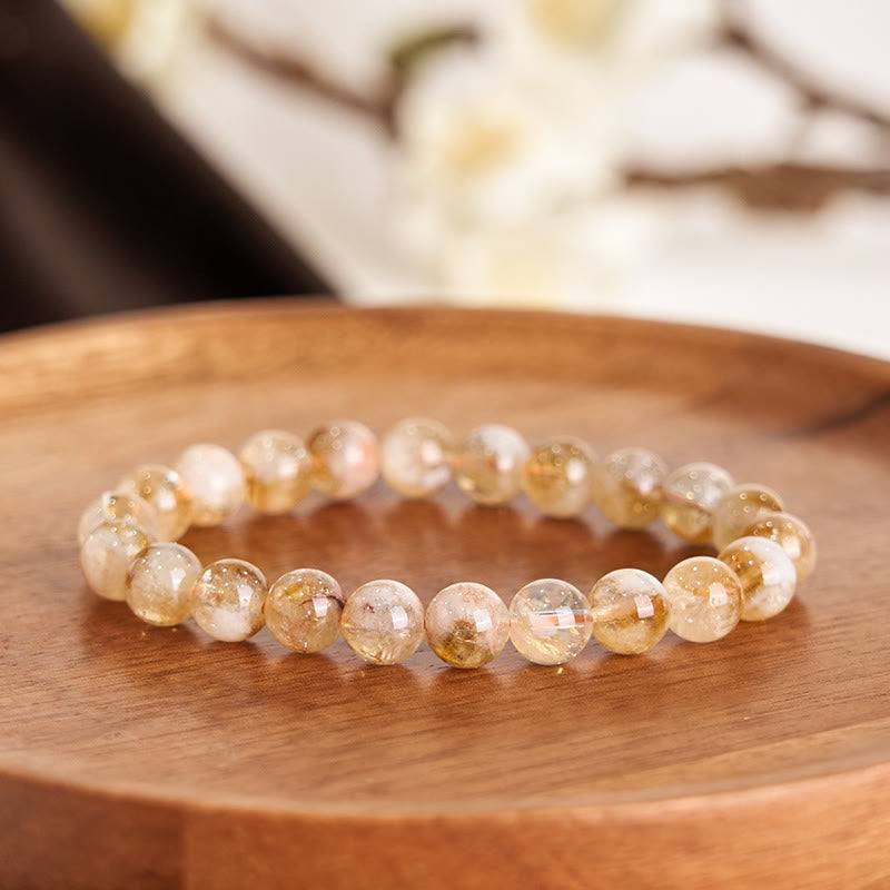 8mm Citrine Snowflake Prosperity Bracelet for Women